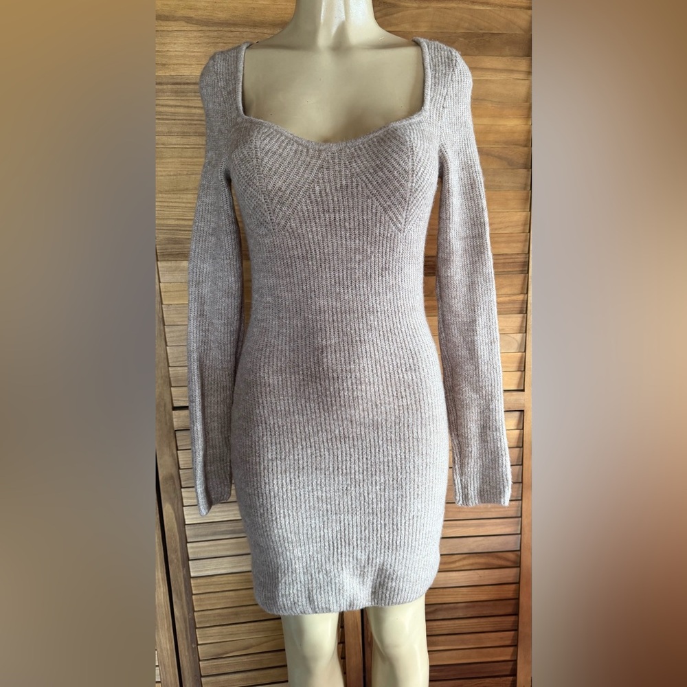 H&M Cream Long Sleeve Knit Dress